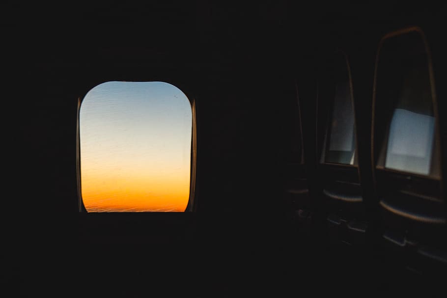 air plane, flight, sunrise, window, seat, sunset, airplane HD wallpaper