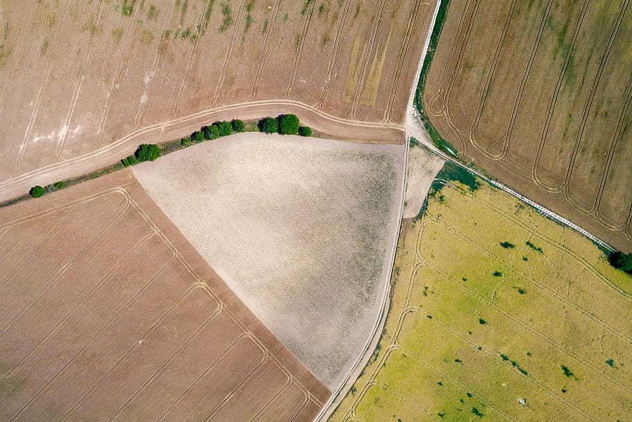 Amazing air view on field from sky, aerial view, environment HD wallpaper