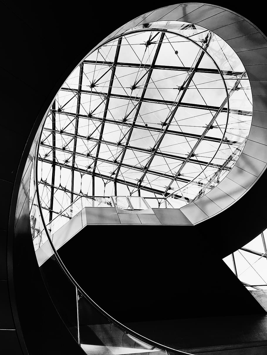 dome ceiling with glass, paris, france, 12 place du carrousel HD wallpaper