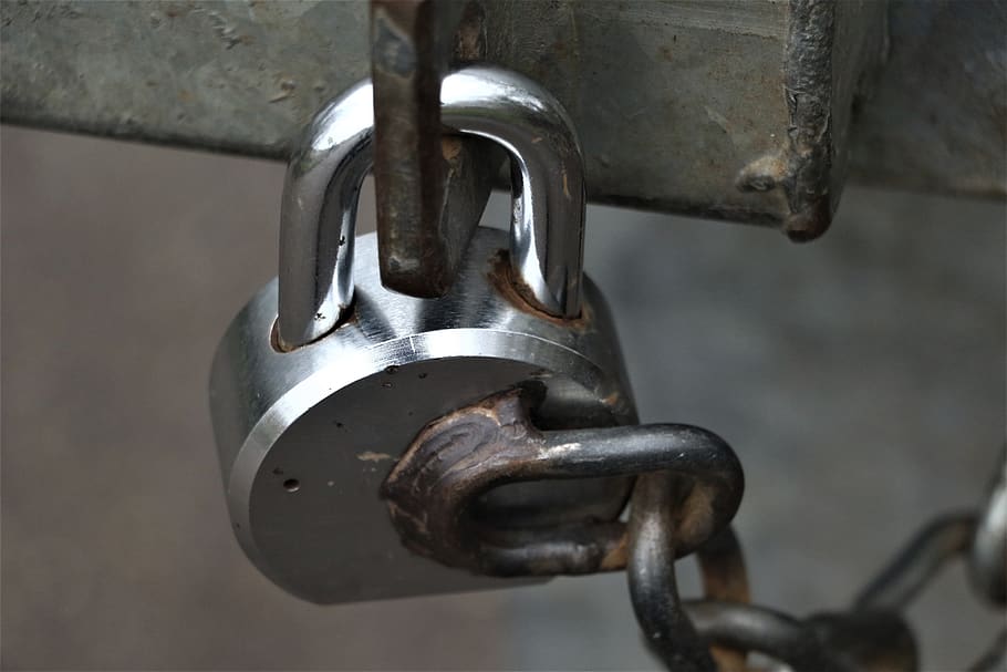 padlock, chain, security, link, secure, metal, close-up, no people HD wallpaper