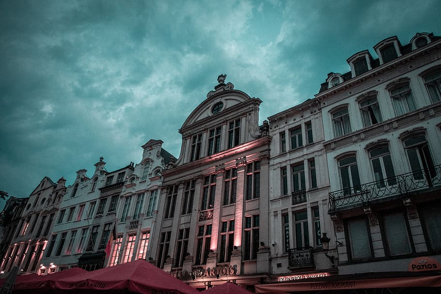 belgium, brussels, architecture, old, color, red, blue, street photography HD wallpaper