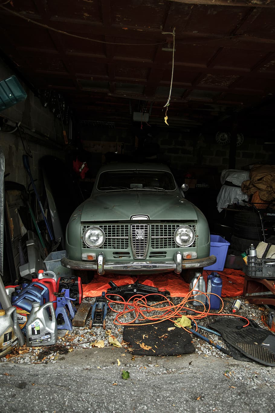 green vehicle inside garage, mode of transportation, car, motor vehicle HD wallpaper