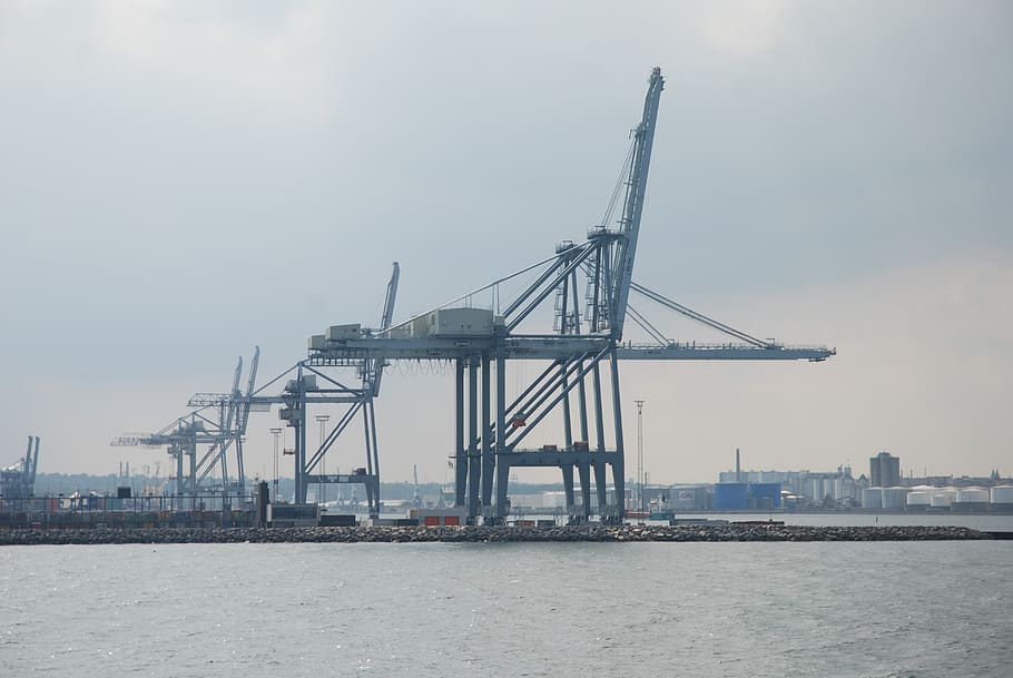 denmark, arus, harbour, cranes, architecture, water, built structure HD wallpaper