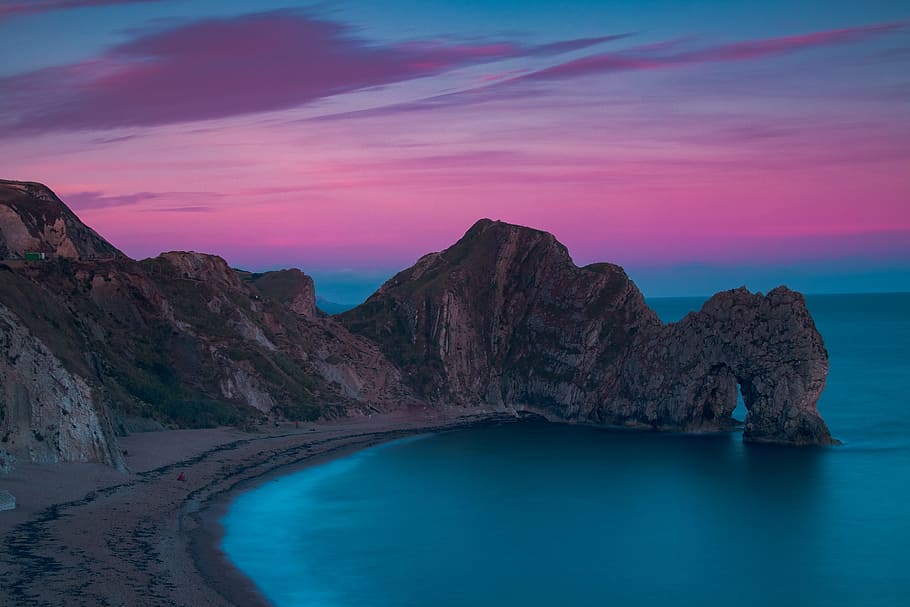 birds eye view photography of island and body of water, coast HD wallpaper