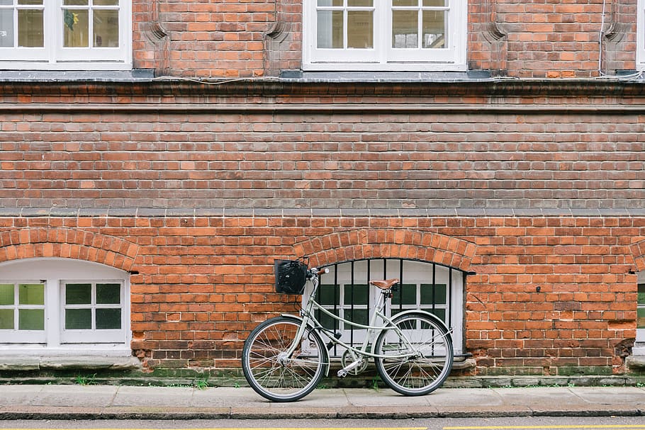 bicycle parked beside brown wall, bike, transportation, vehicle HD wallpaper