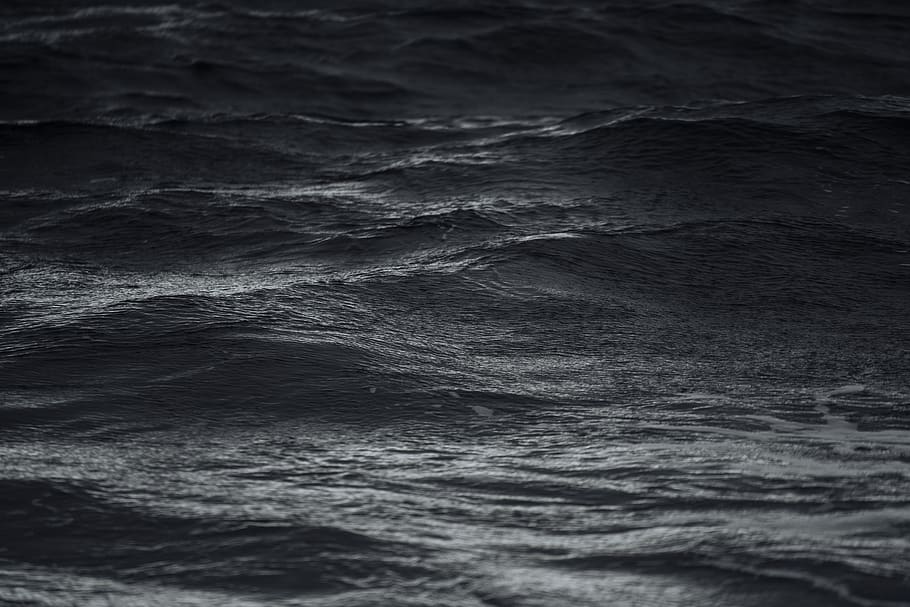 ocean, sea, water, waves, black and white, backgrounds, full frame HD wallpaper