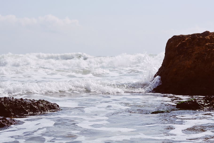 sky, waves, wallpaper, background, nature, landscape, water HD wallpaper