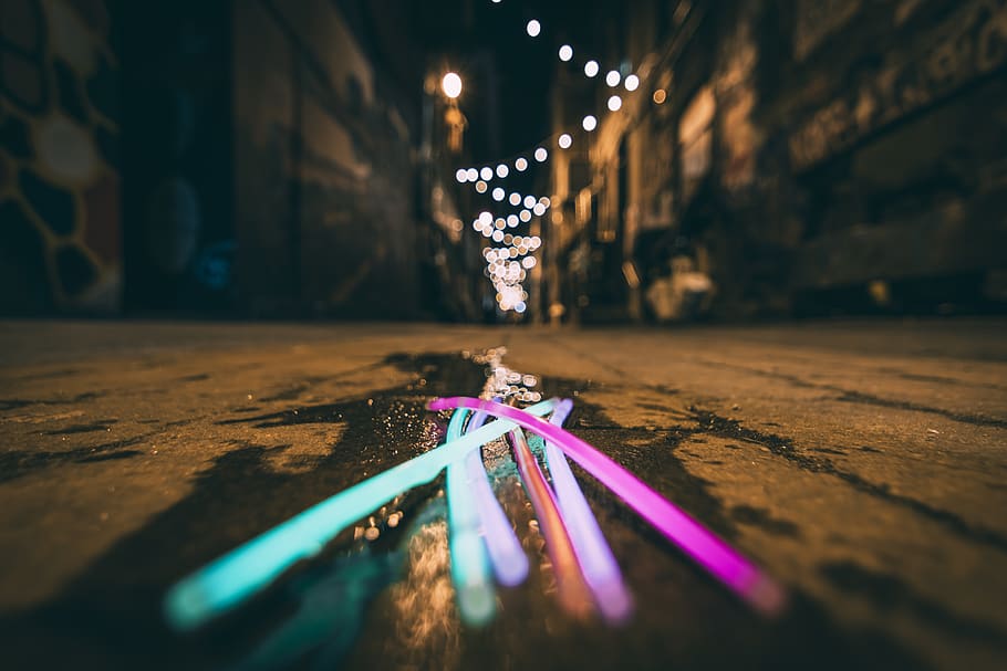 Long Exposure Photography of Light Sticks, alley, alleyway, art