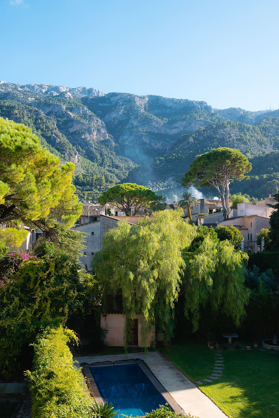 spain, majorca, tree, travel, outdoors, mountain, landscape HD wallpaper