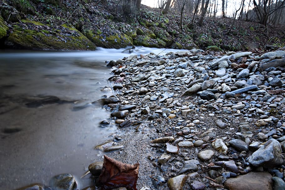 long exposure, water, river, bach, waterfall, landscape, nature HD wallpaper