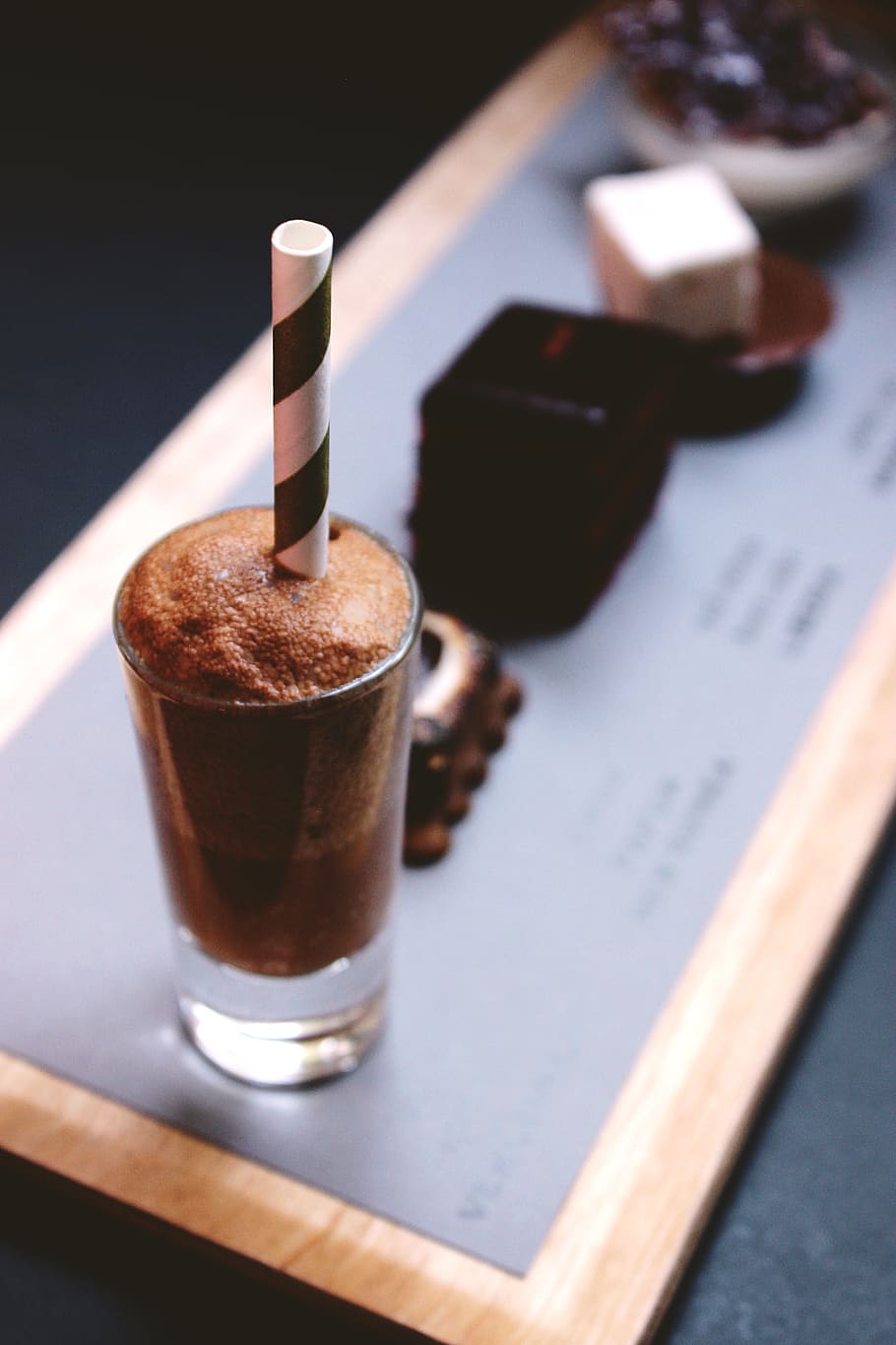 Clear Glass Cup Filled With Chocolate Cream, beverage, blur, close-up HD wallpaper