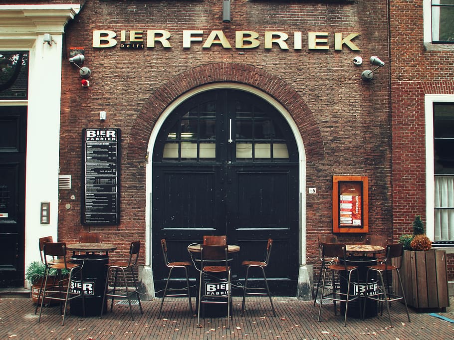 netherlands, delft, pub, beer, street, chairs, tables, bar HD wallpaper