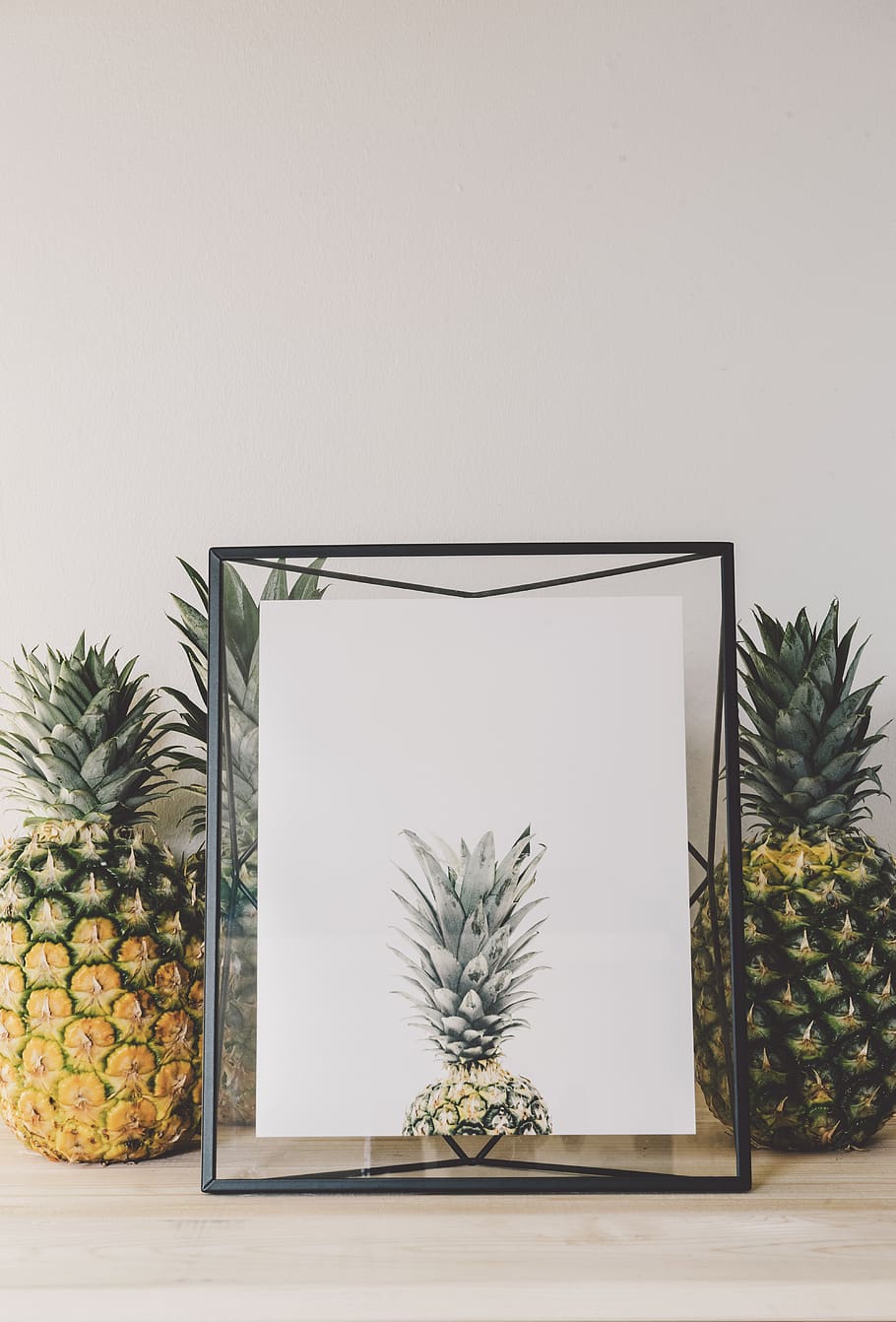 Ripe Pineapples, art, color, delicious, design, empty, frame