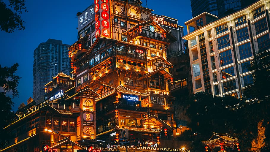 high-rise building, illuminated, building exterior, built structure HD wallpaper