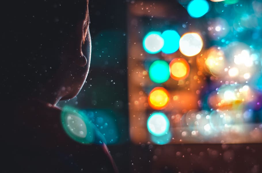 Person Looking Outside With Bokeh Lights, abstract, art, blur HD wallpaper