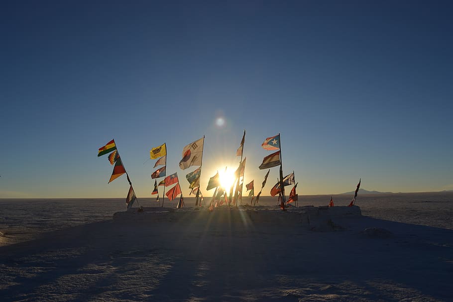 bolivia, uyuni, salar de uyuni, sunset, countries, union, desert, HD wallpaper