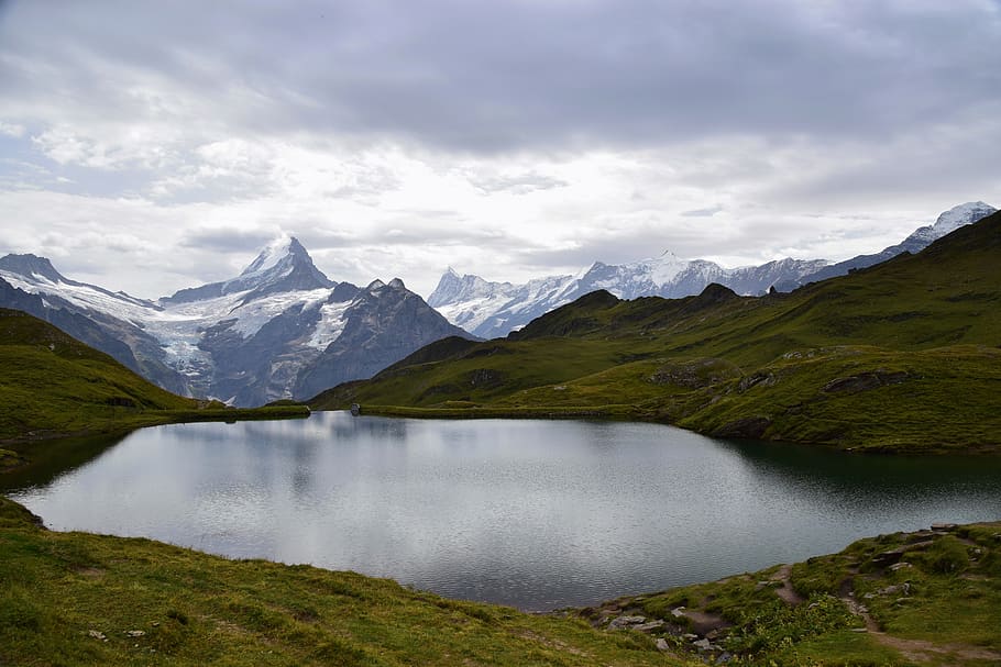 switzerland, grindelwald, bachalpsee, eiger, mountain, rock, HD wallpaper