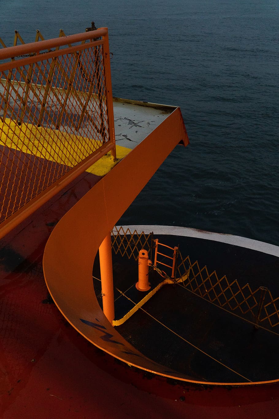 black and orange ship, banister, handrail, railing, staircase HD wallpaper