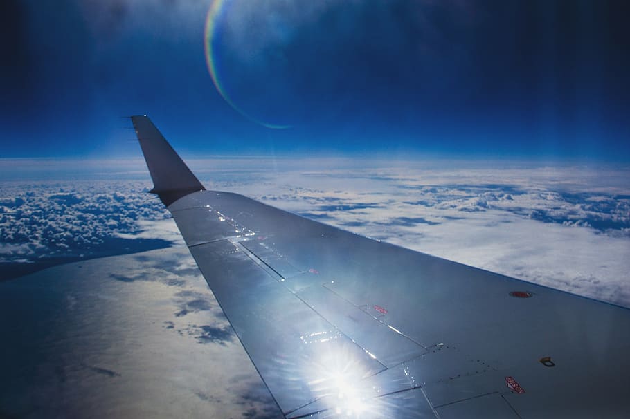 plane, fly, moment, color, mood, blue, sky, great, dream, sunny HD wallpaper
