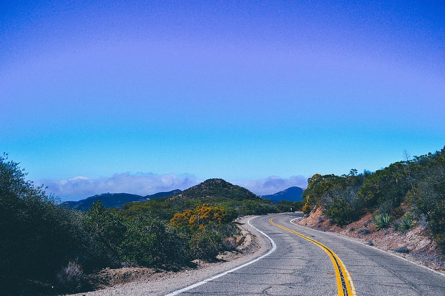 road, sky, the way forward, transportation, mountain, direction HD wallpaper