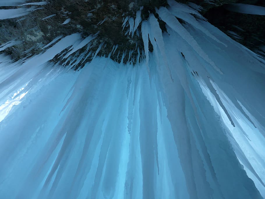 White Ice Glacier, cave, cold, frozen, ice formations, icicle HD wallpaper