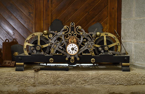 clock, machine, wheel, analog clock, sapin, valderrobres, nikon HD wallpaper