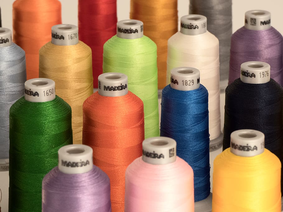 Assorted-color Threads on White Surface, close-up, colors, design HD wallpaper