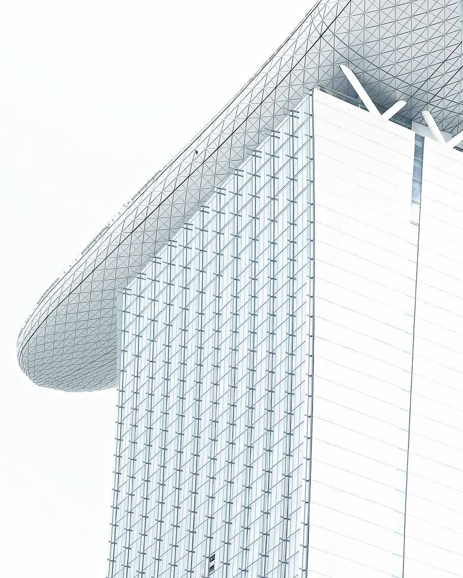 glass building under white clouds, built structure, building exterior HD wallpaper