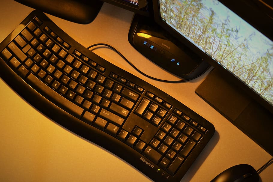 computer, keyboard, study, business, school, work, desk, table HD wallpaper