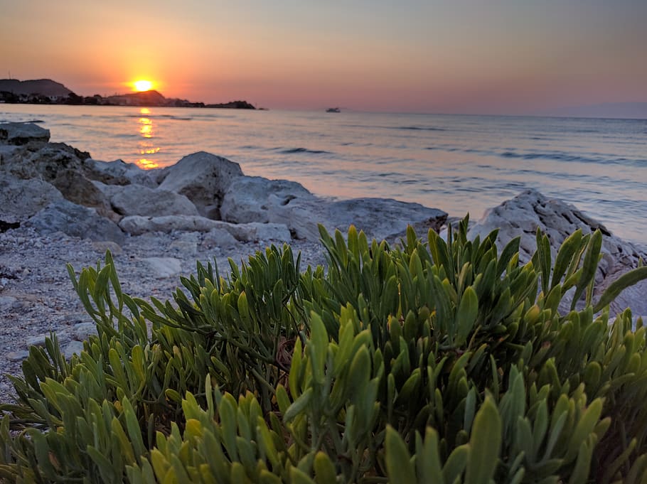 grecia, sea, sunset, water, sky, beauty in nature, scenics - nature HD wallpaper