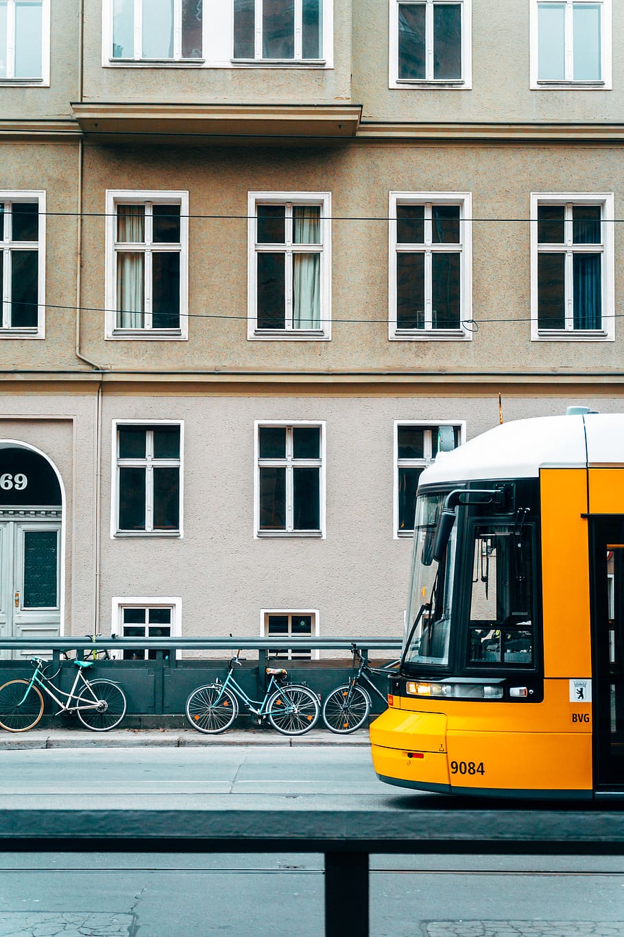 yellow bus beside house during daytime, wheel, machine, bike, HD wallpaper
