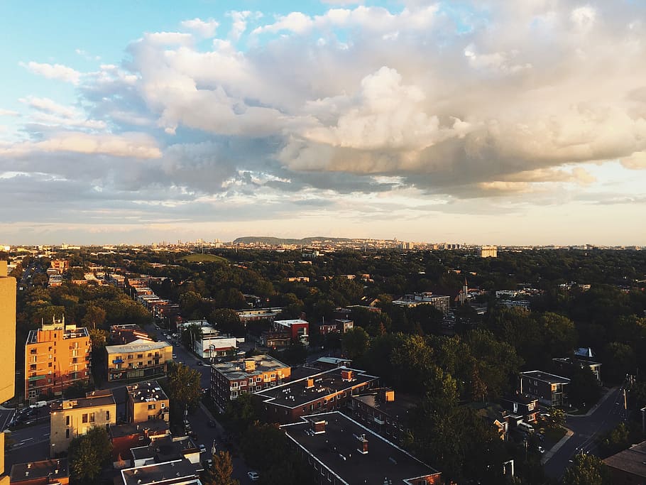 montreal, canada, rooftoping, cloudy, city, urban, clouds, cloud - sky HD wallpaper