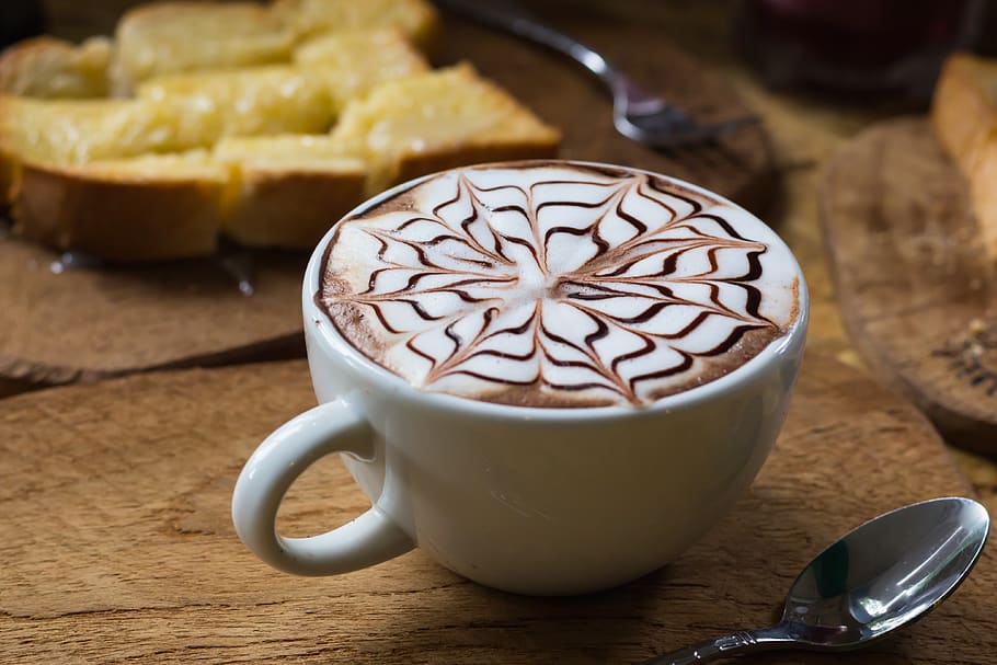 Flower Designed Latte, art, beverage, bread, caffeine, cappuccino HD wallpaper