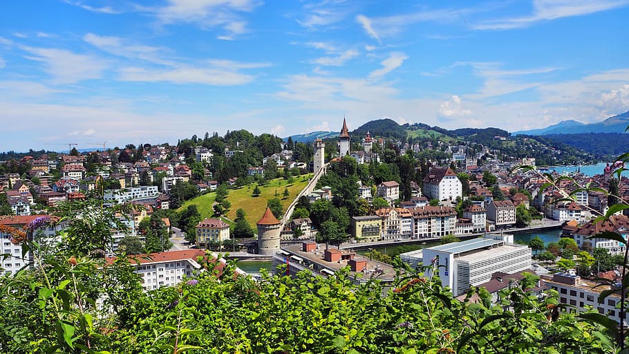 lucerne, musegg wall, town fortifications, museggtürmen, mus harrows tower, HD wallpaper