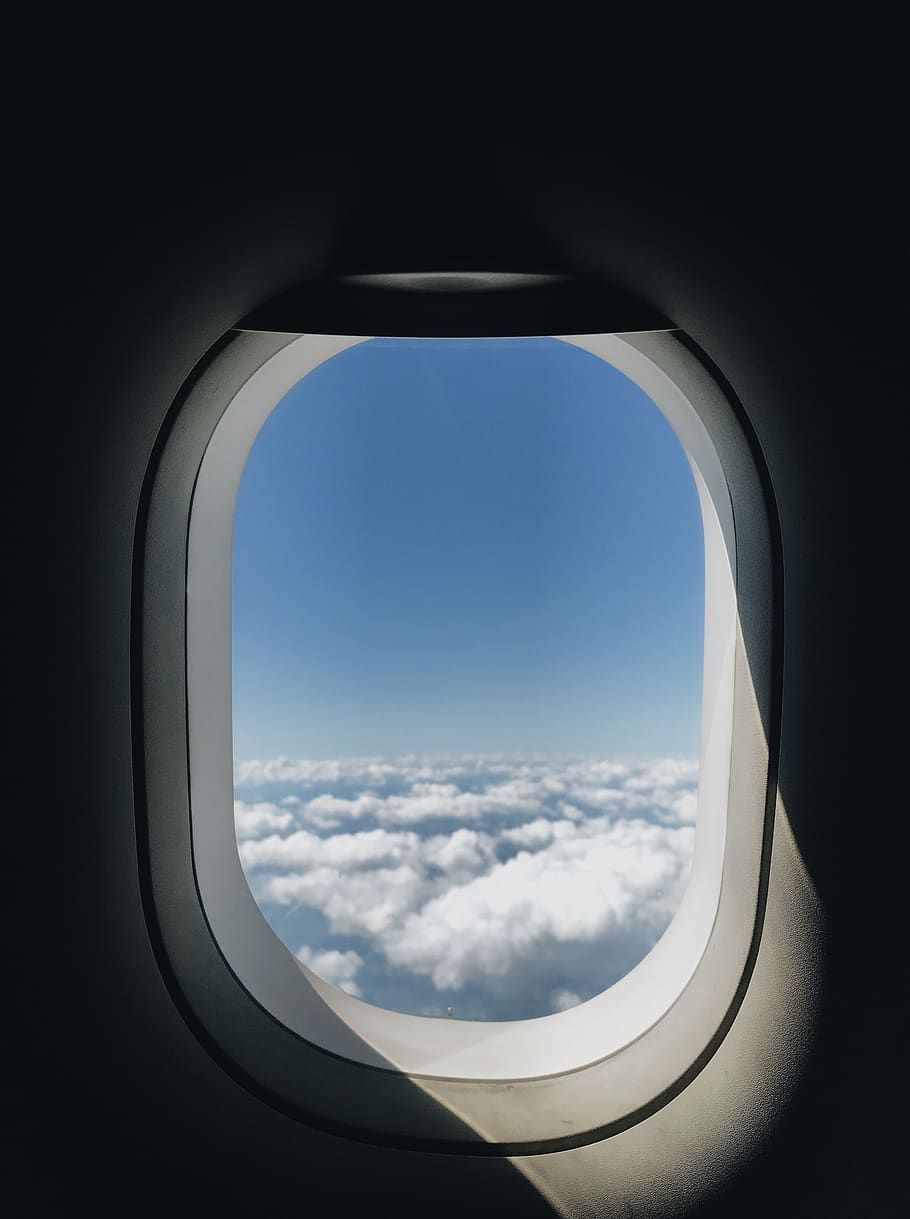 airplane window, transportation, air vehicle, vehicle interior HD wallpaper