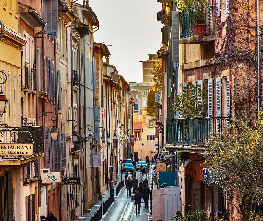 city life, street life, lively, busy, provencal, provence, aix-en-provence, HD wallpaper