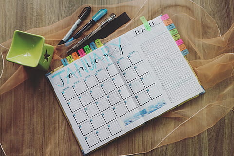 Photo of Planner and Writing Materials, composition, notebook HD wallpaper