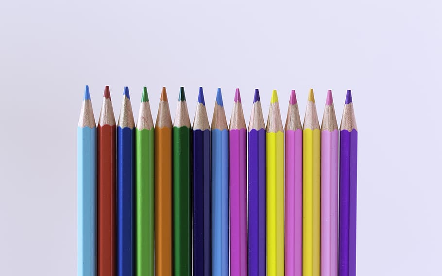 pen, training, sharp, chalk, creativity, multi colored, white background HD wallpaper