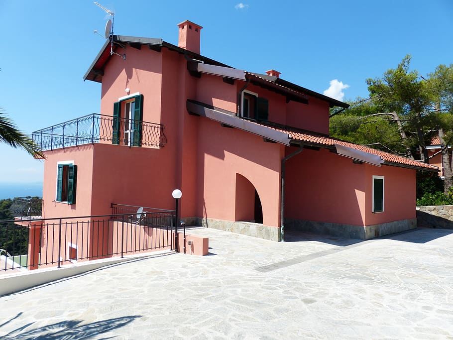 Pink Concrete House, apartment, architecture, balcony, building HD wallpaper