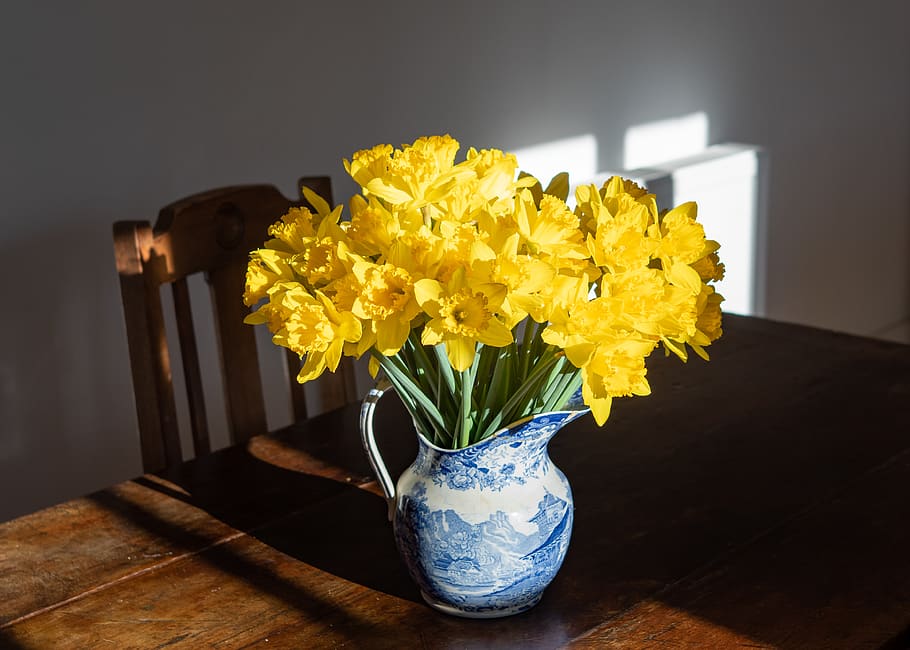 yellow artificial flowers, flowering plant, vase, indoors, freshness HD wallpaper