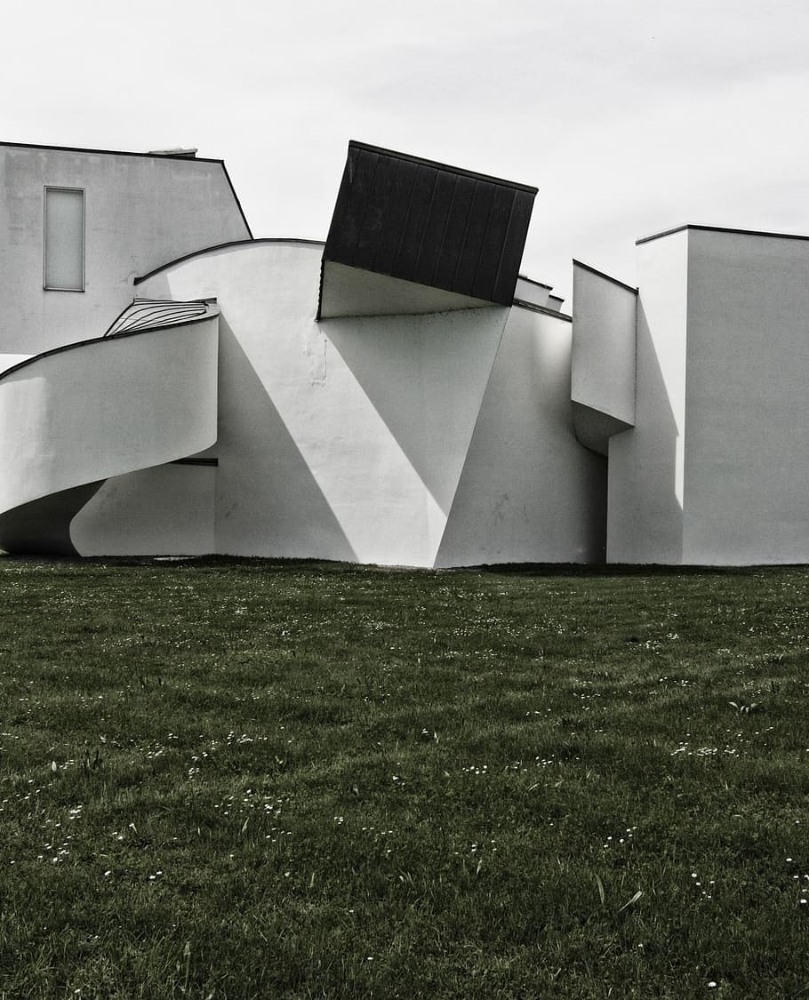 white and black building, grass, plant, architecture, germany HD wallpaper