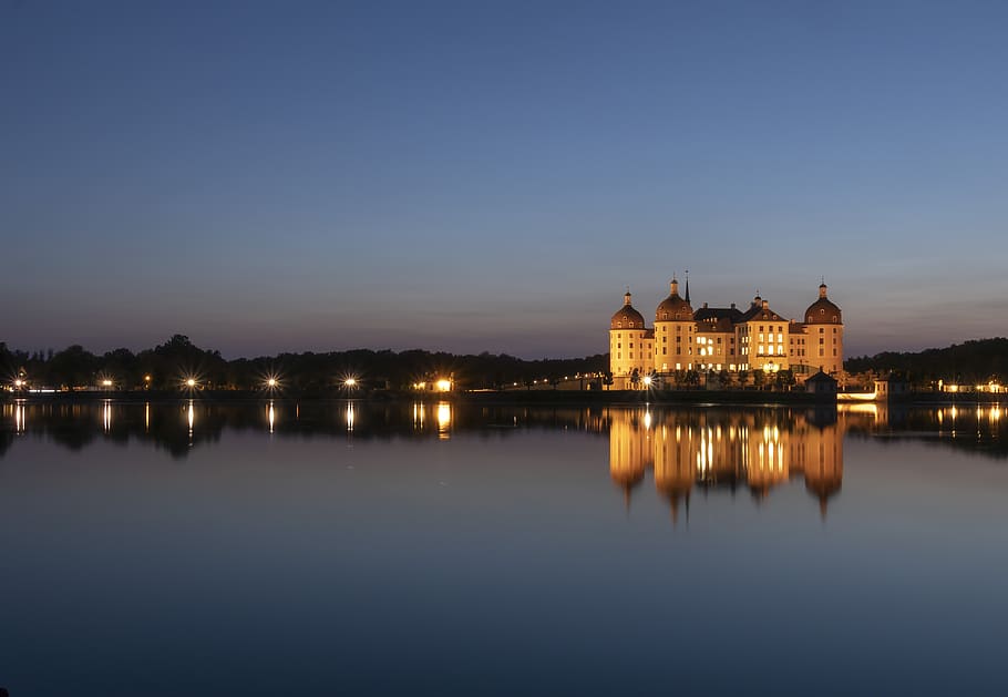 moritz castle, blauhimel, dresden, built structure, water, building exterior HD wallpaper