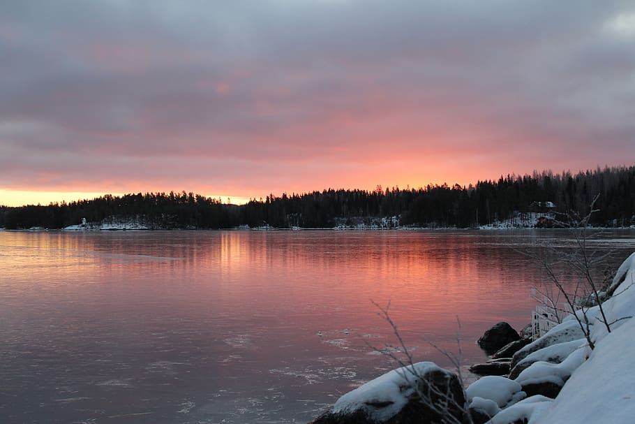 landscape, sky, nature, lake, cold temperature, winter, scenics - nature HD wallpaper