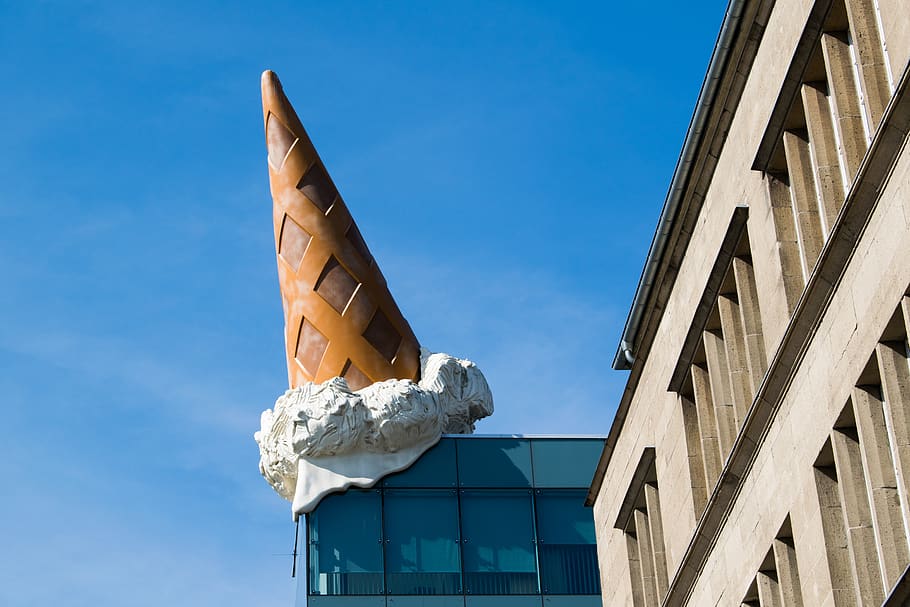 cologne, germany, building, perspective, ice, blue, sunny, sky HD wallpaper