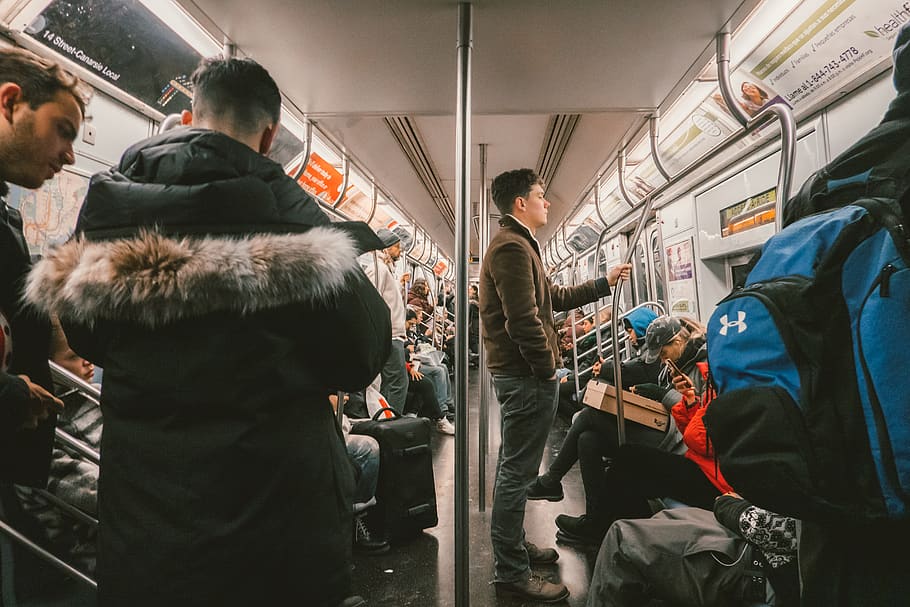 man riding train, person, human, clothing, apparel, footwear HD wallpaper