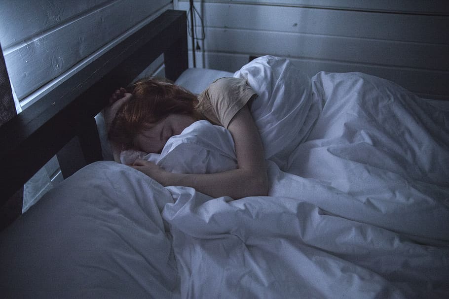 Woman Sleeping, adult, asleep, bed, bedroom, blanket, girl, person, HD wallpaper