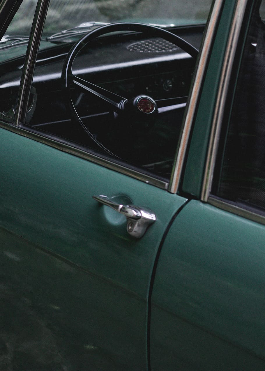 green vehicle, automobile, transportation, car, tire, spoke, machine HD wallpaper