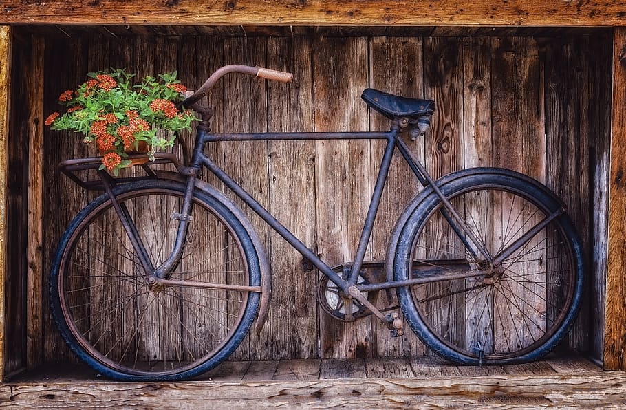 bike, two wheeled vehicle, nostalgia, rust, old, cycle, vintage, HD wallpaper