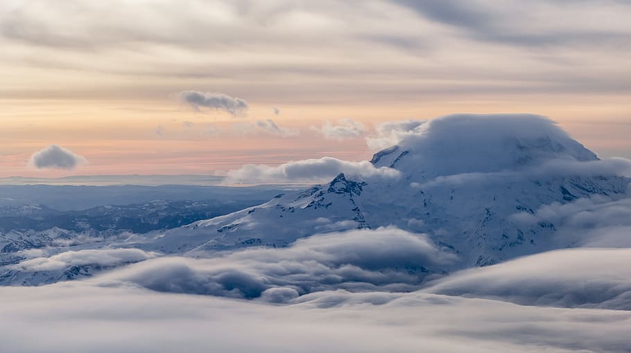 white mountain and clouds during daytime, cloud - sky, beauty in nature HD wallpaper