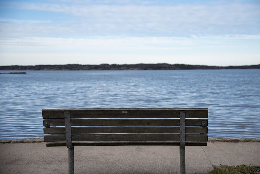 backrest, bench, sofa, sea, beach, views, water, tranquility HD wallpaper